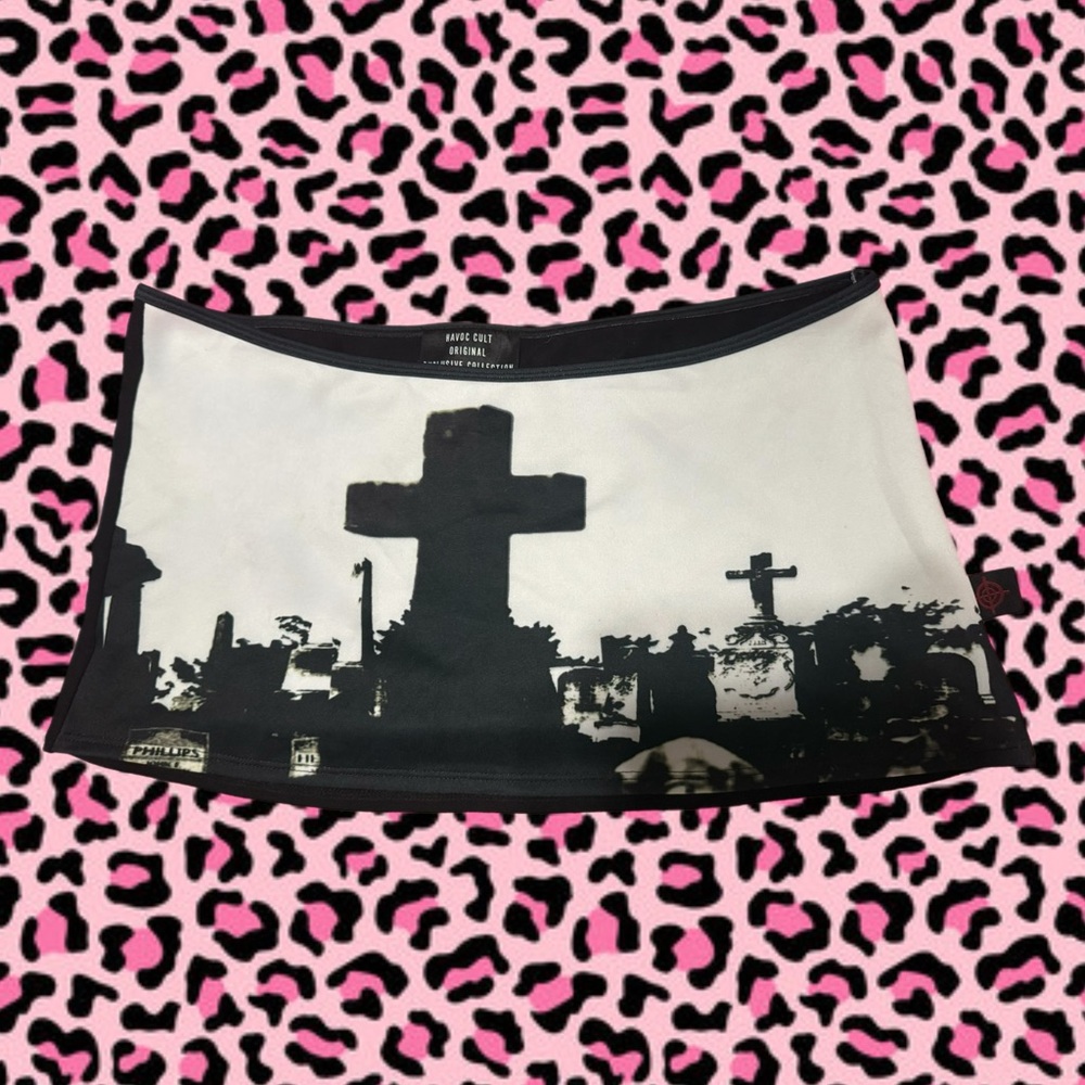 Havoc Cult Cemetery Mini Skirt - Black & White Size L